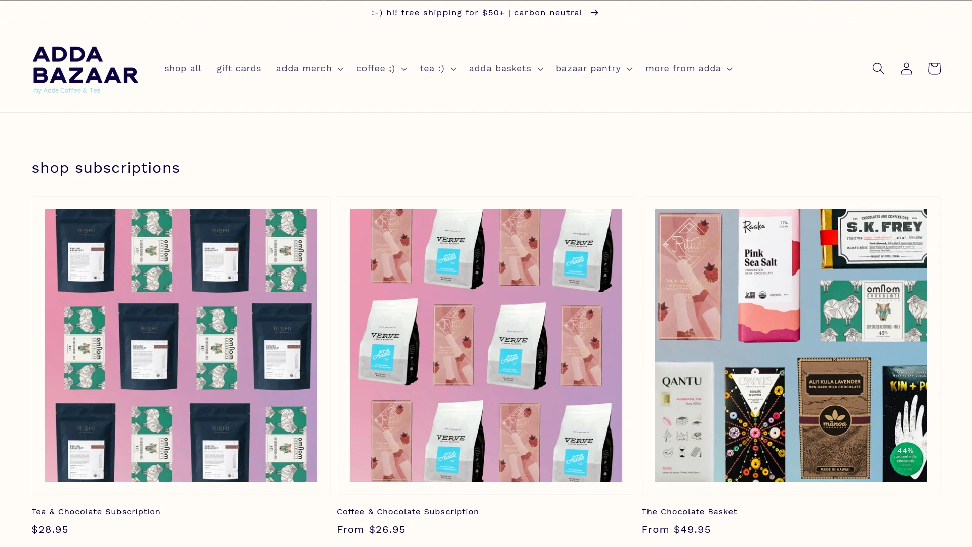 Adda Bazaar e-commerce website screenshot
